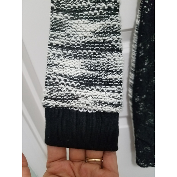 NWT Three Pink Hearts Black Gray Lined Scoop Neck Long Sleeve Pencil Cut Sz S - Picture 6 of 11